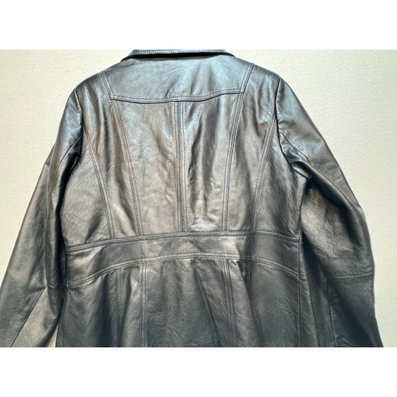 East 5th Womens Genuine Leather Moto Blazer Jacket Large Black Grunge Casual - Picture 11 of 12